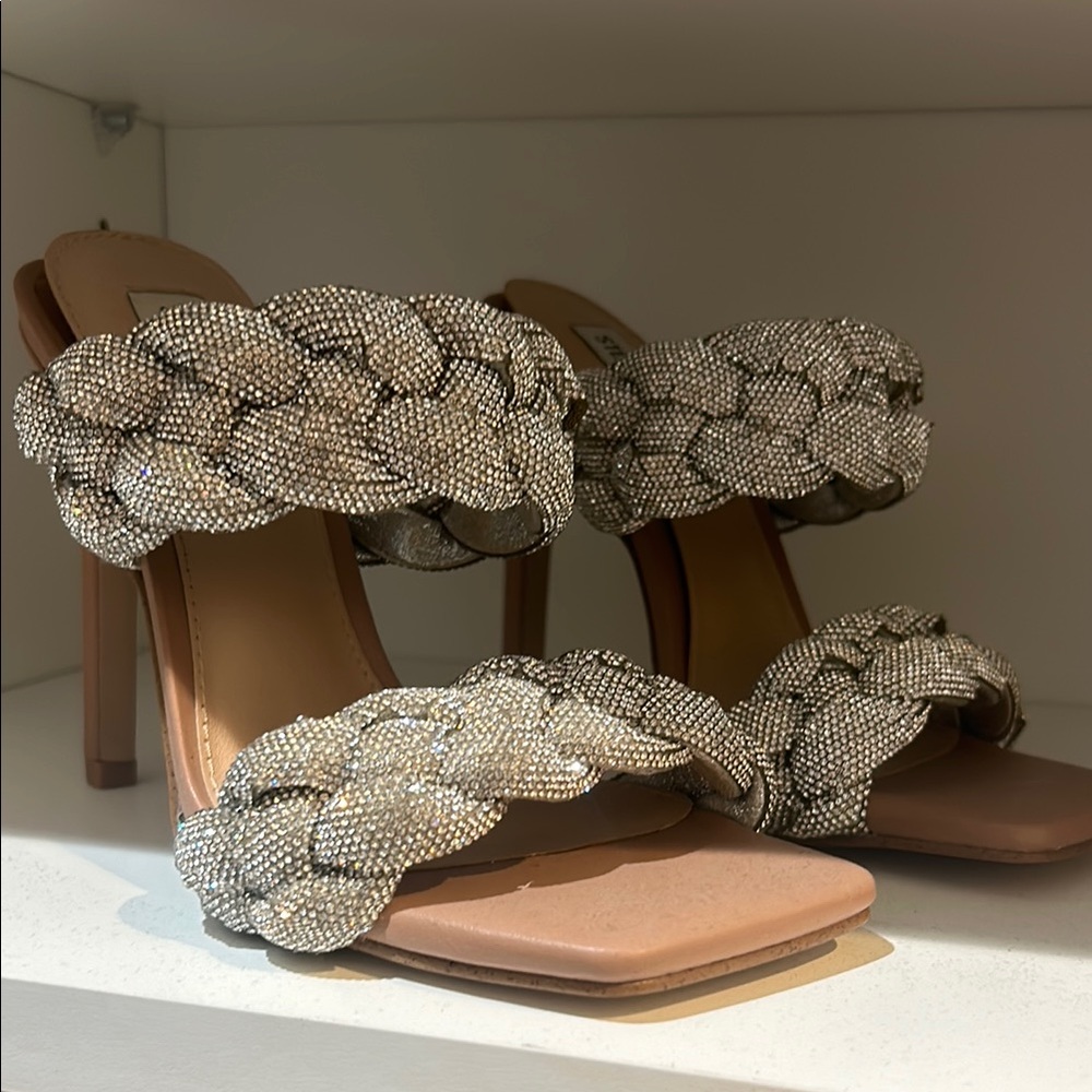 Diamond Silver Braided Women's Heels